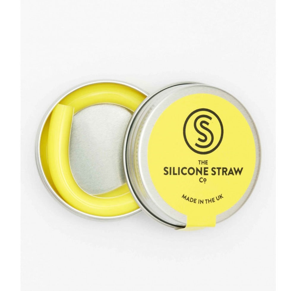 Reusable Silicone Straw in Travel Tin - Yellow