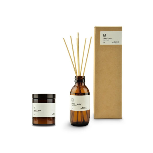 Amber & Musk Reed Diffuser and candle gift set (5930990305438)