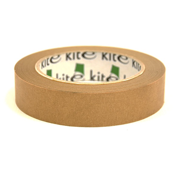 A roll of plain brown kraft paper tape on a table 25mm x 50m  (5923094102174)