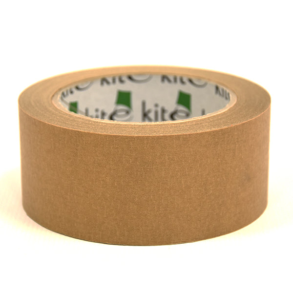 A roll of plain brown kraft paper tape on a table 50mm x 50m  (6046636703902)
